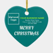 Weihnachten Aquamarines grünes Herz Form Keramik Ornament (Vorne)