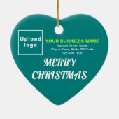 Weihnachten Aquamarines grünes Herz Form Keramik Ornament (Hinten)