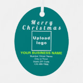 Weihnachten Aquamarines grünes Oval Metal Ornament (Vorderseite)