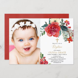 Weihnachten Aquarell florale elegante Foto Taufe Einladung