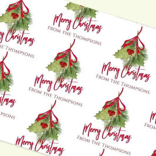 Weihnachten Aquarellgrün Rote Calligrafie Geschenkpapier Set