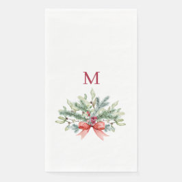 Weihnachten Aquarellgrün Rote Monogramm Serviette