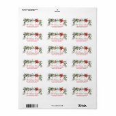 Weihnachten Aquarellkiefern Rote Poinsettia Adressaufkleber (Vorne)