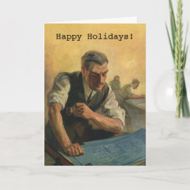 Weihnachten, Architektur und Gebäude Blueprints Feiertagskarte