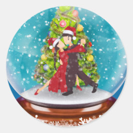 Weihnachten Argentinische Tango Tänzer Snowglobe Runder Aufkleber