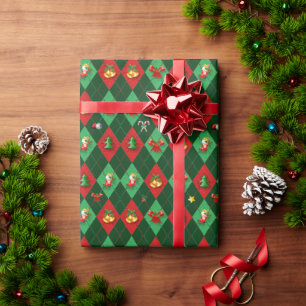 Weihnachten Argyle Diamantmuster Geschenkpapier