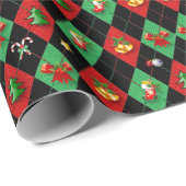 Weihnachten Argyle Diamantmuster Geschenkpapier (Rolleneckpunkt)