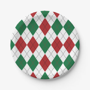 Weihnachten Argyle-Muster Pappteller