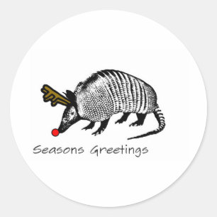 Weihnachten Armadillo Runder Aufkleber