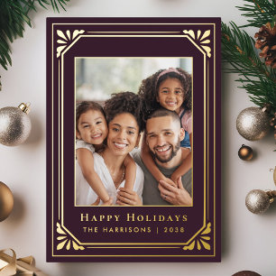 Weihnachten Art Deco Foto Gold Folien Feiertagskarte