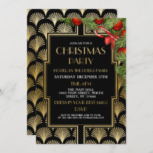 Weihnachten Art Deco Gatsby Party Gold Zwanzig Einladung