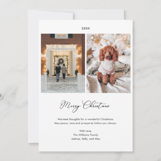 Weihnachten Art Deco Line Art Green Foto Einladung (Rückseite)