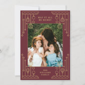 Weihnachten Art Deco Line Foto Einladung (Vorderseite)