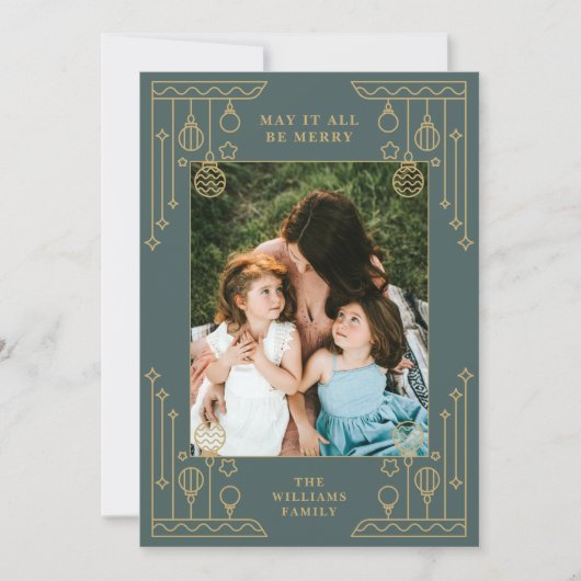 Weihnachten Art Deco Line Foto Einladung (Vorderseite)