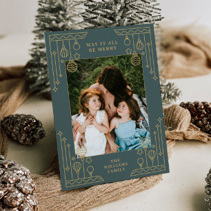 Weihnachten Art Deco Line Foto Einladung