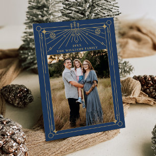 Weihnachten Art Deco Line Foto Einladung