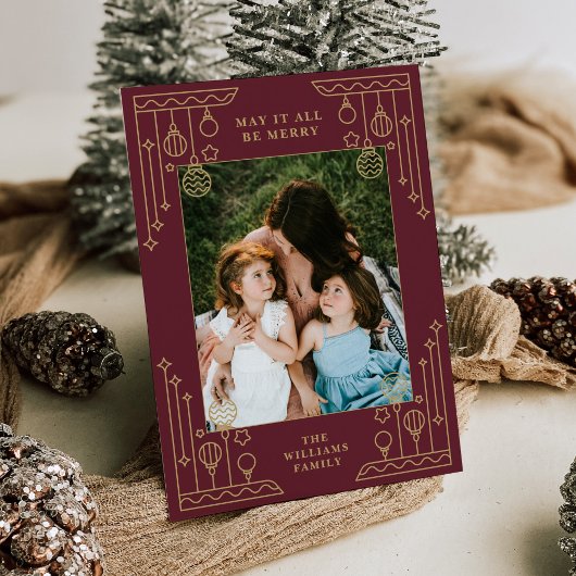 Weihnachten Art Deco Line Foto Einladung