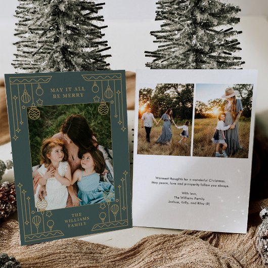 Weihnachten Art Deco Line Foto Einladung