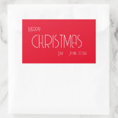 Weihnachten, Art Deco Text Rechteckiger Aufkleber (Tasche)