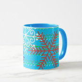 Weihnachten Art Winter Tasse Cup in Aqua Blue Snow (VorderseiteRechts)