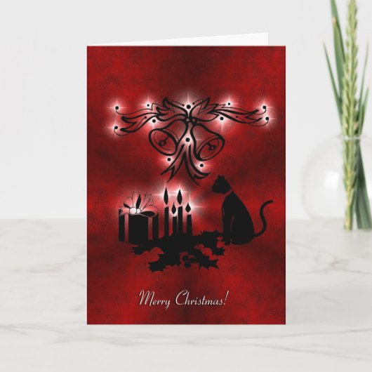 Weihnachten Artdeco mit schwarzer Katze (Vorderseite)