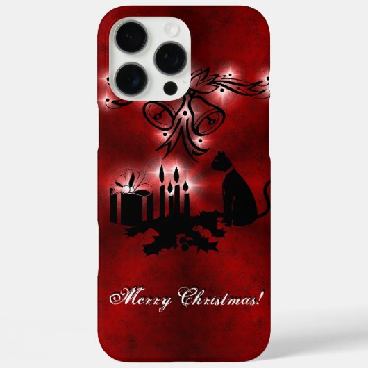 Weihnachten Artdeco mit schwarzer Katze Case-Mate iPhone Hülle (Rückseite)