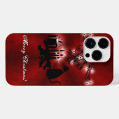 Weihnachten Artdeco mit schwarzer Katze iPhone Hülle (Rückseite (Horizontal))