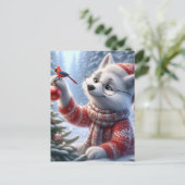 Weihnachten Artic Fox und die Vögel Postkarte (Stehend Vorderseite)