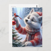 Weihnachten Artic Fox und die Vögel Postkarte (Vorne/Hinten)