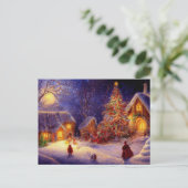 Weihnachten auf Bauernhof. Großer Weihnachtsbaum Postkarte (Stehend Vorderseite)