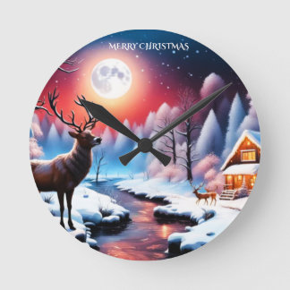 Weihnachten auf dem Bach Runde Wanduhr