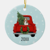 Weihnachten auf dem Basset Hound Keramik Ornament (Vorne)