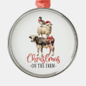 Weihnachten auf dem Bauernhof Barnyard Tier Ornament Aus Metall (Vorne)