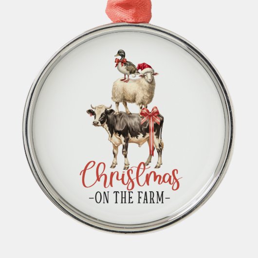 Weihnachten auf dem Bauernhof Barnyard Tier Ornament Aus Metall (Vorne)