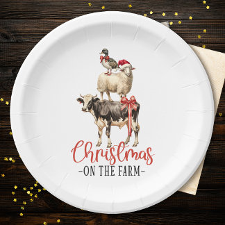 Weihnachten auf dem Bauernhof Barnyard Tier Pappteller
