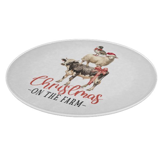 Weihnachten auf dem Bauernhof Barnyard Tier Schneidebrett (Ecke)