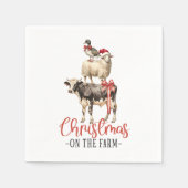 Weihnachten auf dem Bauernhof Barnyard Tier Serviette (Vorderseite)