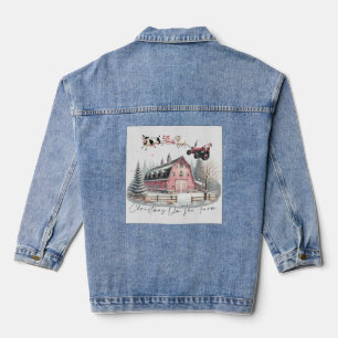 Weihnachten auf dem Bauernhof, frohe Weihnachten Jeansjacke