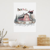 Weihnachten auf dem Bauernhof, frohe Weihnachten Poster (Küche)