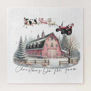 Weihnachten auf dem Bauernhof, frohe Weihnachten Puzzle