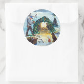 Weihnachten auf dem Bauernhof Runder Aufkleber (Tasche)