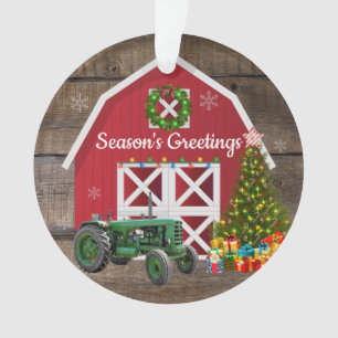 Weihnachten auf dem Bauernhof Traktor Baum rote Sc Ornament
