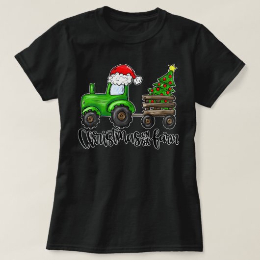 Weihnachten auf dem Bauernhof Traktor Santa Bauer  T-Shirt (Design vorne)