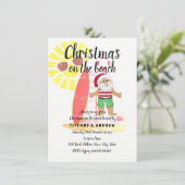 Weihnachten auf dem Beach Summer Santa Party Einla Einladung (Stehend Vorderseite)
