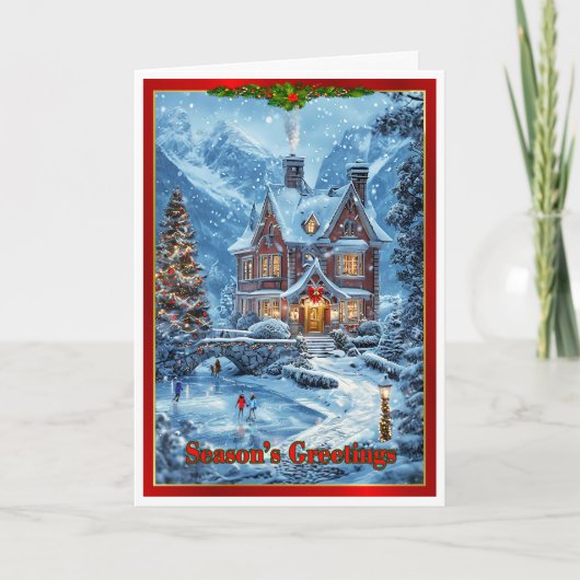 Weihnachten auf dem Familienteich Karte (Vorderseite)