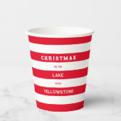Weihnachten auf dem Red Nautical Strip Lake Pappbecher (Vorderseite)