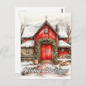 Weihnachten auf der Landfarm | Glückliche Ferien A Postkarte (Vorne/Hinten)