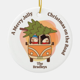 Weihnachten auf der Straße Schneemänner in einem V Keramik Ornament