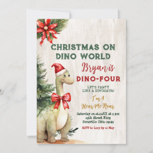 Weihnachten auf Dino World Dinosaur Geburtstagspar Einladung