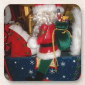 Weihnachten auf einem Pferd mit Schnee Kunst druck Getränkeuntersetzer (Vorderseite)